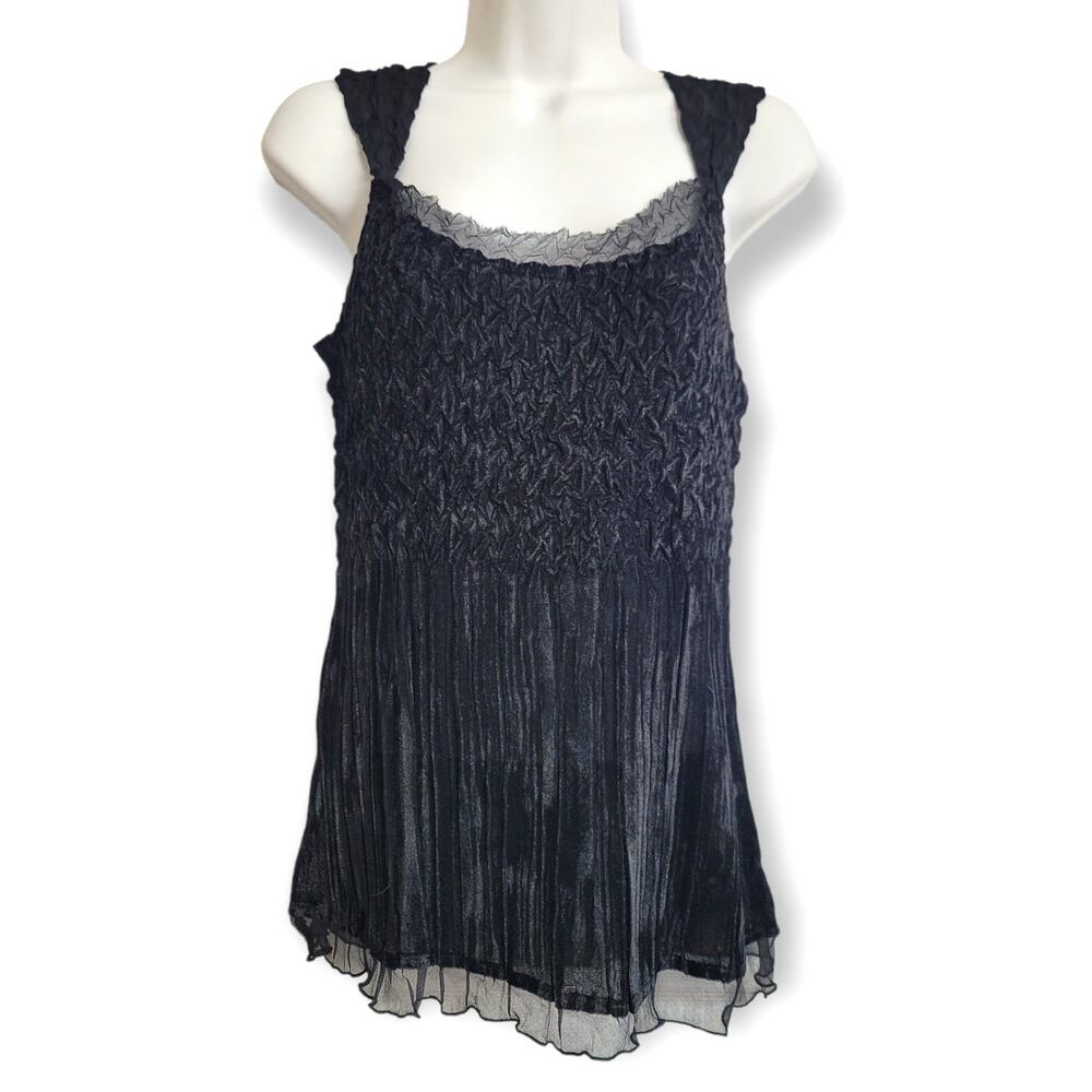 NWT Komarov Thin Black Sheer Lightweight Top Size Medium